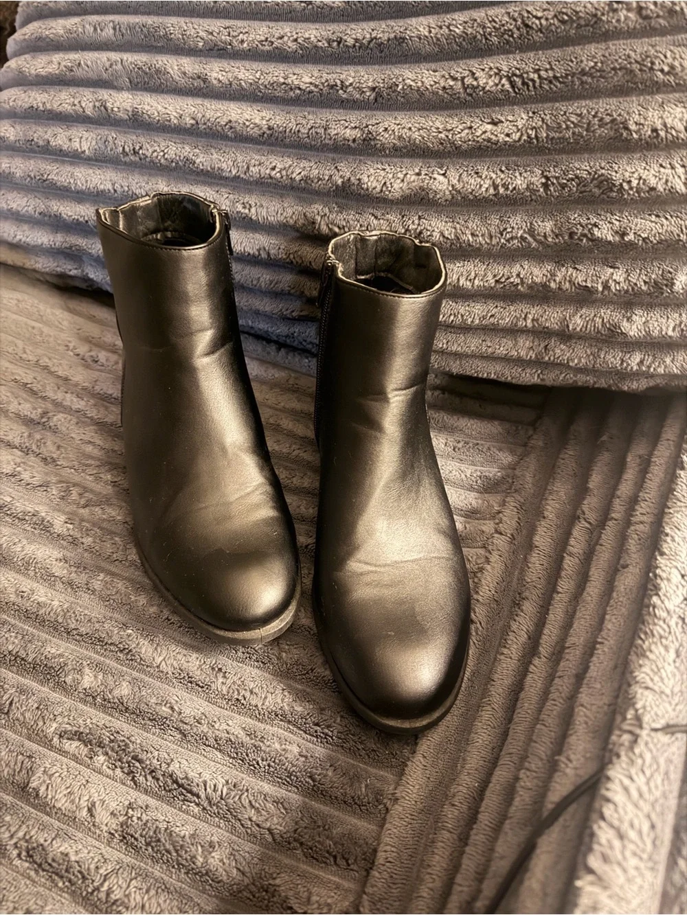 Black Croc-Embossed Mixed Texture Ankle Boots - Picture 1 of 6
